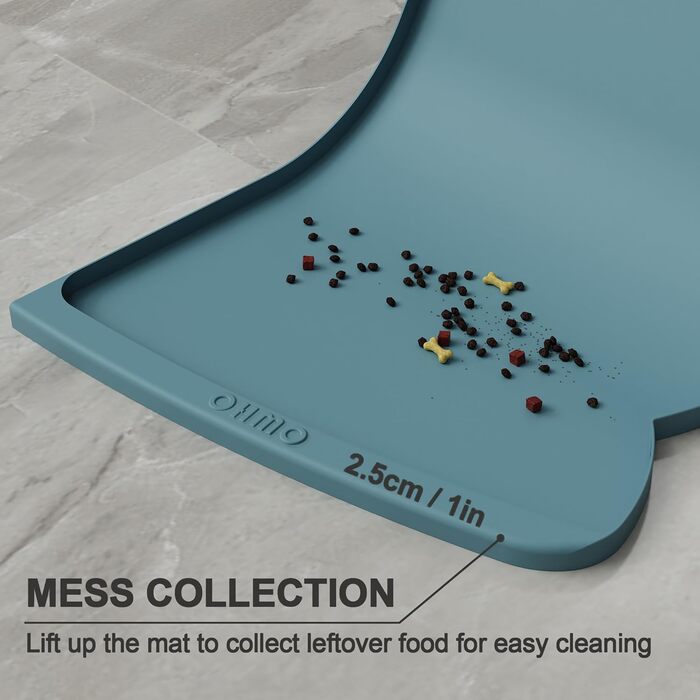 Підкладка під миску для собак та котів OHMO, 60x38 см, силіконова, неслизька, водовідштовхувальна, блакитна
