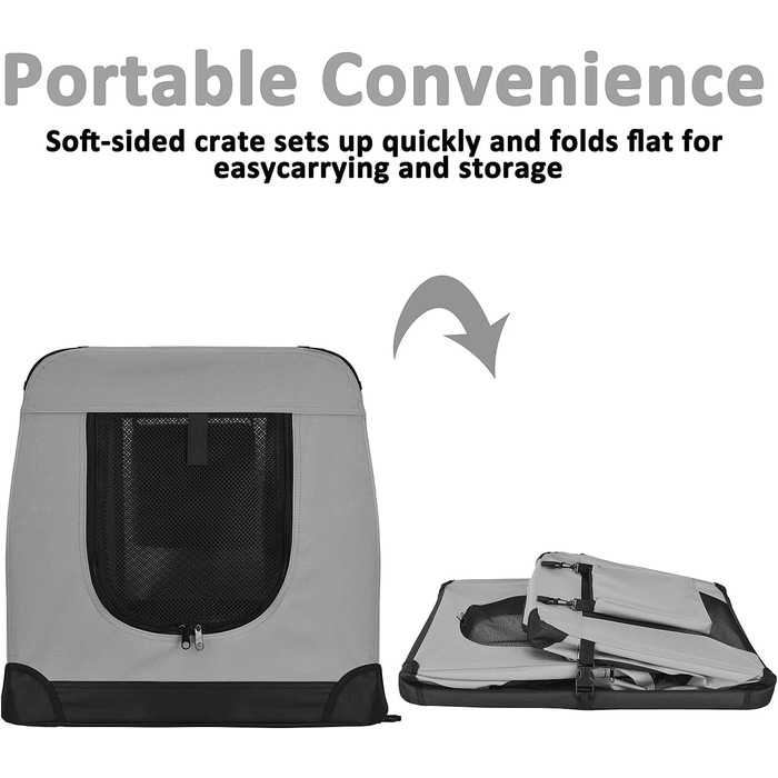Транспортна переноска для собак PISPET - складана, сірого кольору (80x55x55 см)