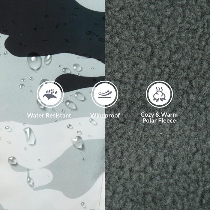 Водонепроникна куртка для собак XL, зимовий одяг для великих собак, флісова жилетка для собак (Камуфляж, XL)