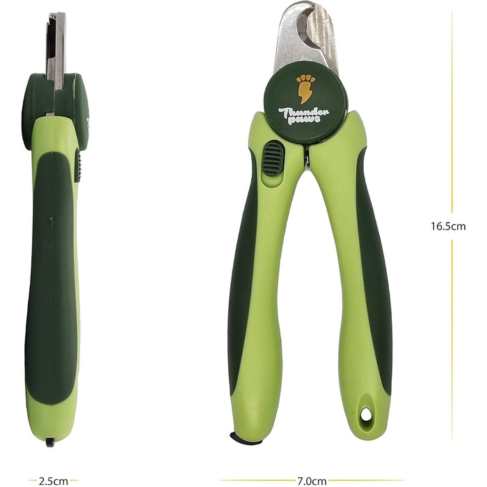 Професійна кусачка для догляду за кігтями собак Thunderpaws з захистом, блокуванням та пилочкою (середня/велика, зелена)
