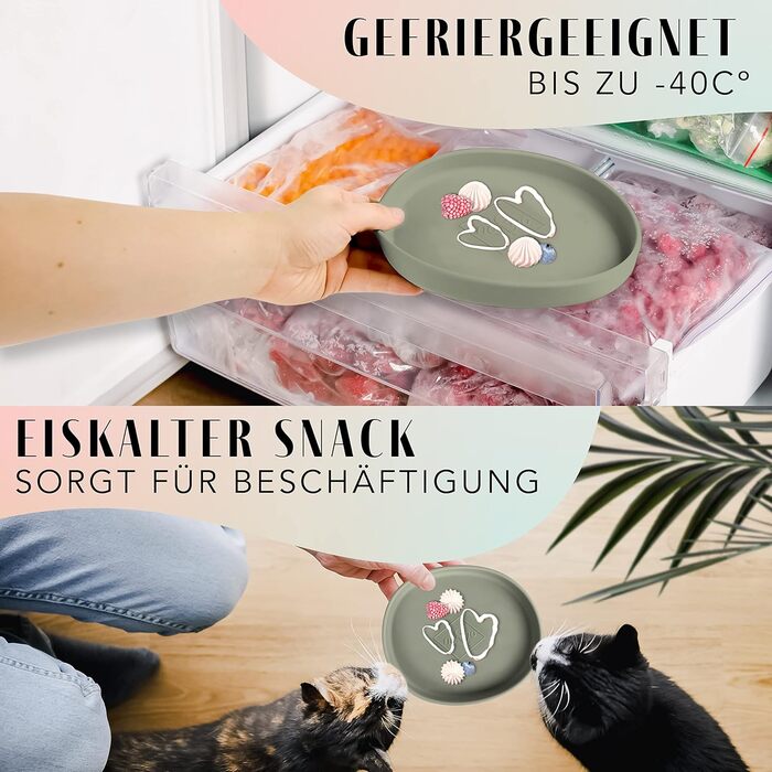 Миска для котів [Nala Collection] - широка миска для корму | Силіконова миска для котів | Миска для котячого корму sage green