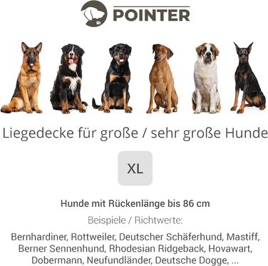 Pointer Лежак для собак 130x110 см, м'який та зносостійкий, праний до 95°C, килимок-лежанка для підлоги чи захисту дивану, підходить для вулиці, сірий XL