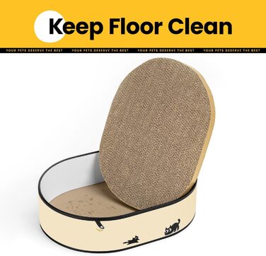 Кігтеточка для котів з будиночком та 4 змінними шарами - велика кігтеточка з міцного гофрокартону, двосторонні шари з наклейками DIY - лежанка для котів у квартирі, захист меблів, чорна, велика