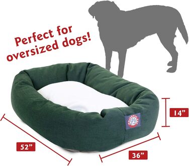 Зручне собаче ліжко Donut з Sherpa, 61x45x17 см, зелене. Ліжко для собак, розмір S, з підтримкою шиї. Матеріал: поліестер, бавовна, Sherpa, легко миється.