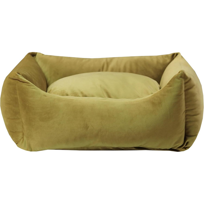 М'яке миється лежанка для собак та котів з блискавкою – Лежанка з тканини велюр – Зручна та легко чиститься – 2 розміри (M, жовтий)