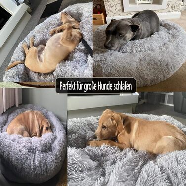 Ортопедичне ліжко для собак XL з піною з пам'яті: овальне, антистрес, плюшеве, для великих та середніх собак. Сіре, зручне, для відпочинку.