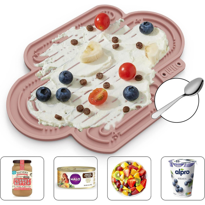 Лежак-іграшка для собак та котів OHMO Schleckmatte, 2 шт. - милий дизайн кактуса, силікон, 18x25.5 см (кораловий & вишневий)