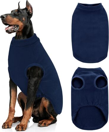 Пуловер для собак AOFITEE з флісу, теплий різдвяний, для великих собак, синій, XL