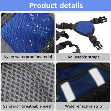 Рюкзак для собак Cyrank: набір посуду, жилет, сумка для спорядження, рюкзак для подорожей з відбиваючими смугами. Підходить для собак середніх розмірів (S)