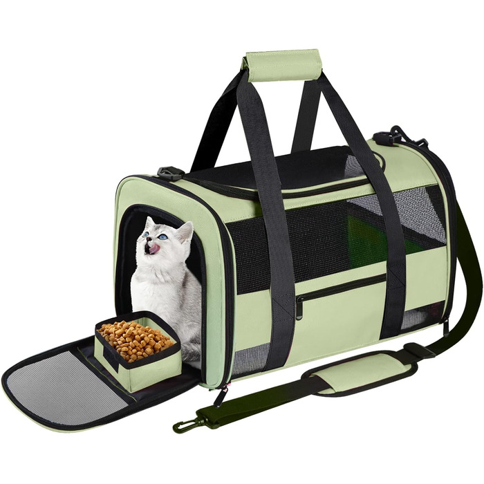 Трансформер для котів та собак великих, середніх та малих порід, складаний, м'які бокові стінки, 25 л, зелений