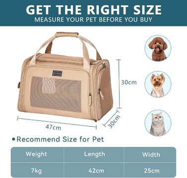 Складана переноска для собак і котів Petsfit, м'яка розширювана сумка для транспортування з регульованим плечовим ременем, розмір M, колір хакі