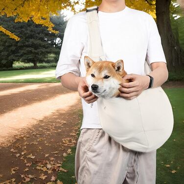 Сумка-переноска для собак Dtaigou - дихаюча переноска для цуценят з вентиляцією, регульовані ремені, легке аксесуар для прогулянок, активного відпочинку та повсякденного використання (Бежевий)