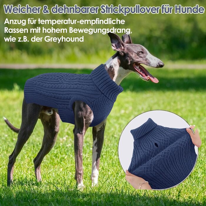 Теплий пуловер для собак AOFITEE для дрібних порід, текі, з коміром-горловиною, зимовий, блакитний (S)