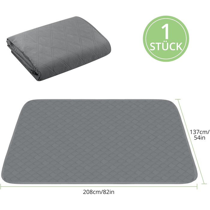Водонепроникний килимок для собак, килимок для котів з неслизьким покриттям, міцний, для захисту дивану, ліжка, автокрісла, можна прати в пральній машині (темно-сірий, 76 x 190 см)