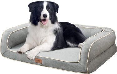 Ортопедичне ліжко для собак XL, 111x86x25 см, Memory Foam, водовідштовхувальне, сірого кольору