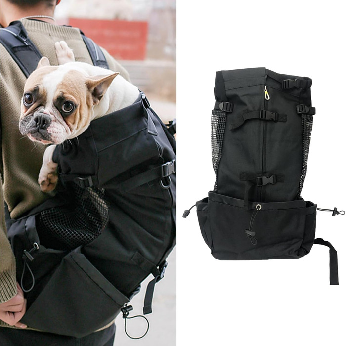 Рюкзак для собак Manon Rosa, регульований, чорний, L, для подорожей, хандеру та кемпінгу