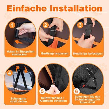 Килимок для собак у машину Neccis з знімною жорсткою основою, 136 x 61 см. Максимальне навантаження 150 кг, водонепроникний та стійкий до подряпин. Підходить для 95% легкових автомобілів, позашляховиків та вантажівок. Чорний+Помаранчевий.