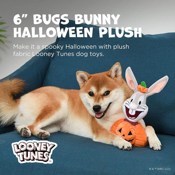 Іграшки для собак LOONEY TUNES, набір з 12 шт., плюшеві, з пищалкою, у вигляді персонажів: жук, кролик, пташка Твіті, тасманський диявол, 15,2 см