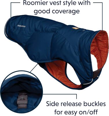 RUFFWEAR Quinzee Jacket - Зручна зимова куртка для собак, XX-Small, Blue Moon