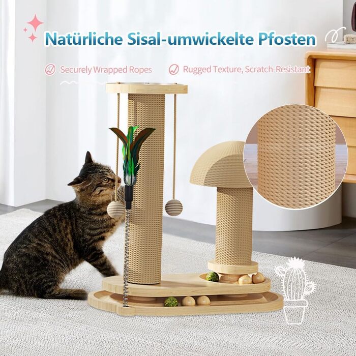 Інтерактивна дерев'яна іграшка для котів Anyingkai 4-в-1: карусель, куля, розвиваюча іграшка для котів