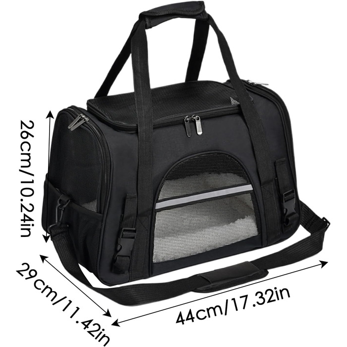 Чорна переноска для котів та собак - зручна сумка-переноска для тварин, легка, довговічна, з вентиляцією, для прогулянок на вулиці