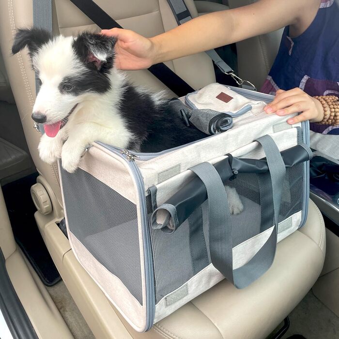 Транспортна сумка для собак та котів, сіра: зручна, дихаюча, для подорожей та прогулянок