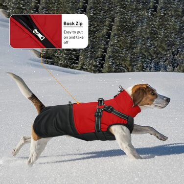 Зимовий одяг для собак маленьких порід: теплий жилет, водонепроникна куртка, червоний (M)