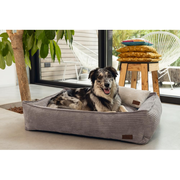 Собаче ліжко Hundebett Lotte Ribbed, коричневе, 95x80x23 см