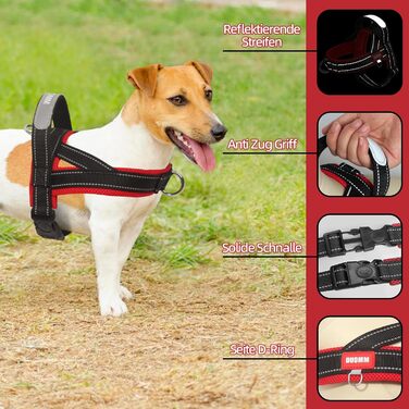 Нашийник для собак середніх та маленьких порід, цуценят, кольоровий, з м'якою підкладкою, з ручкою та кільцем, світловідбиваючий, легкий, чорно-сірий, (M, чорний+червоний)