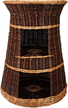 Корзина для котів, лежанка-будка, 43x49x70 см, з вербового пруття, трирівневе ліжко для собак та котів, знімні подушки кремового кольору, лакована корзина (без подушок)