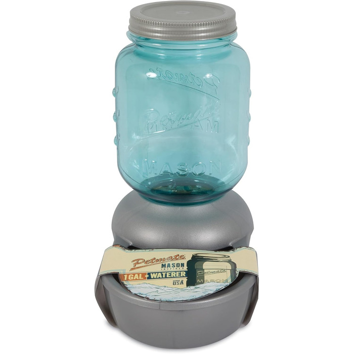 Диспенсер для води Petmate Mason, 1 галон, сріблястий