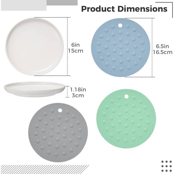 Керамічні годівниці для котів, набір 3 шт. з антиковзними килимками, широкі та плоскі миски для котів та кошенят, білий колір