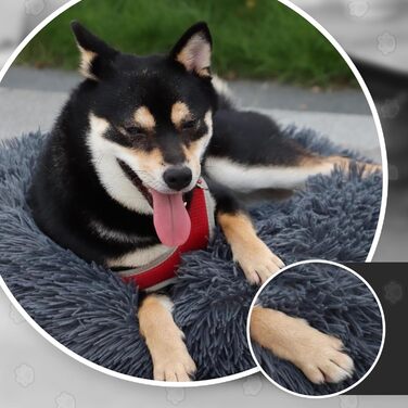 М'яке ліжко для собак та котів, корзина для собак, миється, подушка для собак 70 см, кругла ліжко для собак з плюшу, ліжко для собак та котів, для маленьких, середніх та великих собак, темно-сірий, 70 x 70 x 20 см