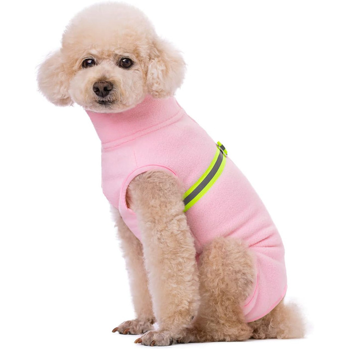 Теплий зимовий пуловер для собак з флісу та світловідбиваючою вставкою (XXL, рожевий)