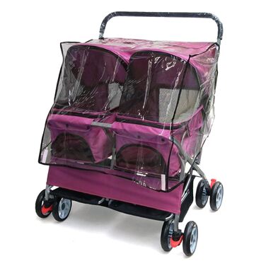 Дитяча коляска Doppel Kinderwagen Easy Walk - чорна, фіолетова, з дощем, для тварин та котів