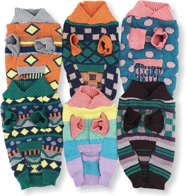 В'язаний теплий пуловер для собак, модна модель, для маленьких та великих тварин, розмір XXS (довжина 20,3 см), помаранчевий ромбік