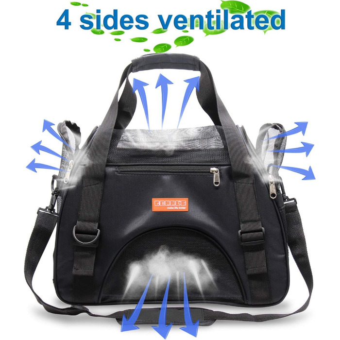 Транспортувальна сумка для тварин: котів, собак, кроликів, хом'яків. Чорна, розмір M (47x27x28 см) та L (44x30x20 см). Підходить для перельотів, вага до 5 кг. З плечовим ременем.