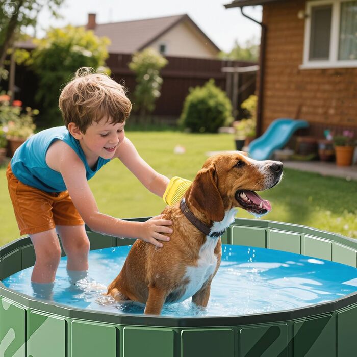 Дитячий басейн для собак та дітей, складаний, з ПВХ, антиковзаюча поверхня, для балкону, великий (80x20 см)