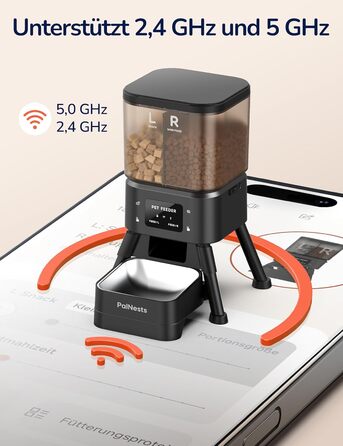 Автоматичний годівник для котів PalNests 4L з Wi-Fi, програмований таймер, керування через додаток, для котів та собак