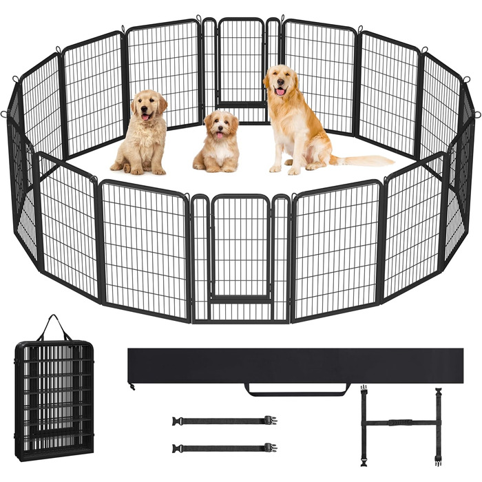 Вольєр для цуценят Yaheetech 16-частинний, 100 см, з сумкою та кріпильними ременями, для дому та саду, легка збірка