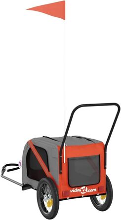 Причіп для велосипеда для собак Оранжево-чорний, Oxford-тканина та залізо, LH68839