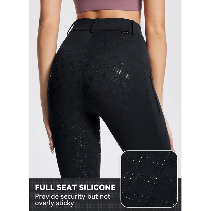 Чорні зимові штани для верхової їзди Baleaf з флісу (повний пояс), з кишенями на блискавці, легінси, розмір L