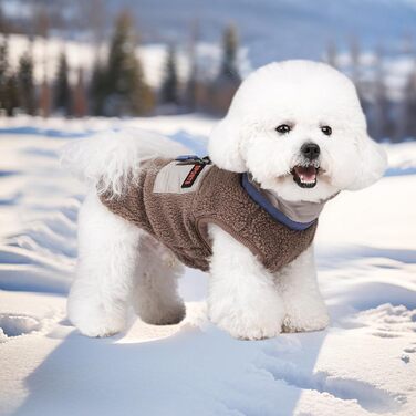Теплий зимовий жилет для собак FeimaX з флісу, з D-початком, для малих та середніх собак, колір кава