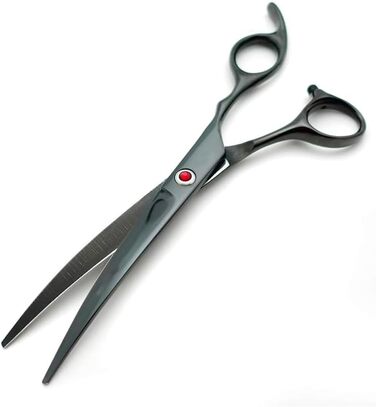 Професійний набір для грумінгу 7 дюймів: ножиці прямі та вигнуті, ножиці для фінальної обробки, гребінець та аксесуари, нержавіюча сталь, ергономічний дизайн, для догляду за тваринами вдома та в салоні, чорний