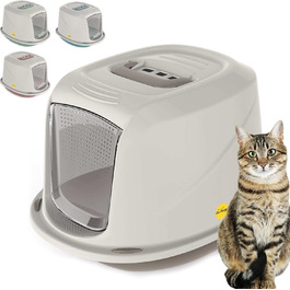 Котцентр: великий лоток для котів з кришкою, сірий XL, з фільтром