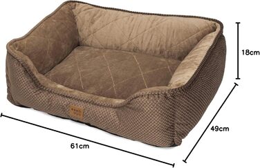 Крісло-ліжко для собак IB Style Milo, коричневе, 61 x 49 x 23 см, знімний чохол