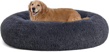 Ортопедичне ліжко для собак, круглі подушки, ліжко для собак, ліжко для котів, м'який кошик для собак, можна прати, діаметр 120 см, темно-сірий колір, розмір 120 x 120 x 20 см