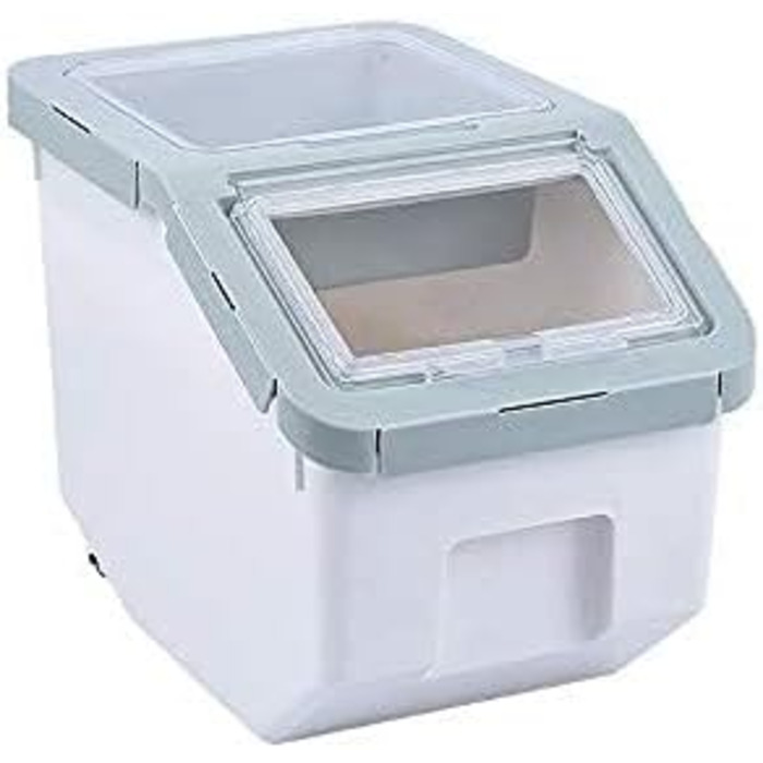 Контейнер для зберігання корму для тварин, контейнер для корму для собак зі шкребком, стікельний, 10 кг, з кришкою, сірий, розмір L (Cyan-Small)