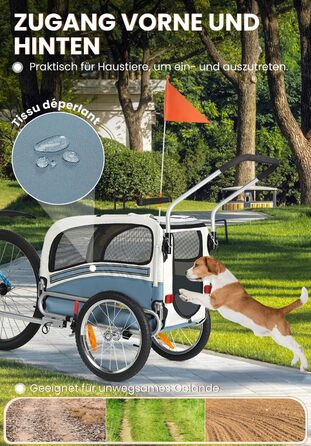 Причеп для собак SEPNINE® 2-в-1 для велосипеда та джоггінгу, блакитний (до 30 кг)