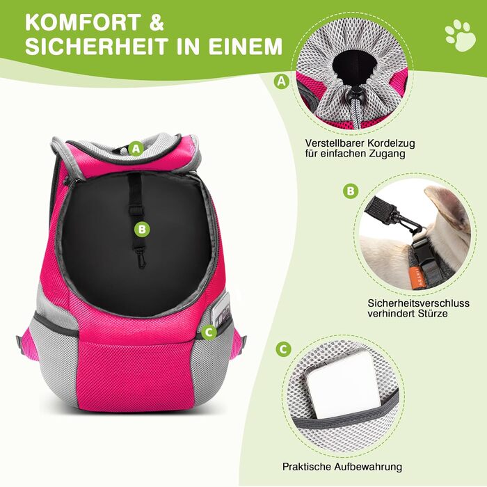 Рюкзак-переноска ALLSOPETS для собак та котів, розмір M, рожево-червоний
